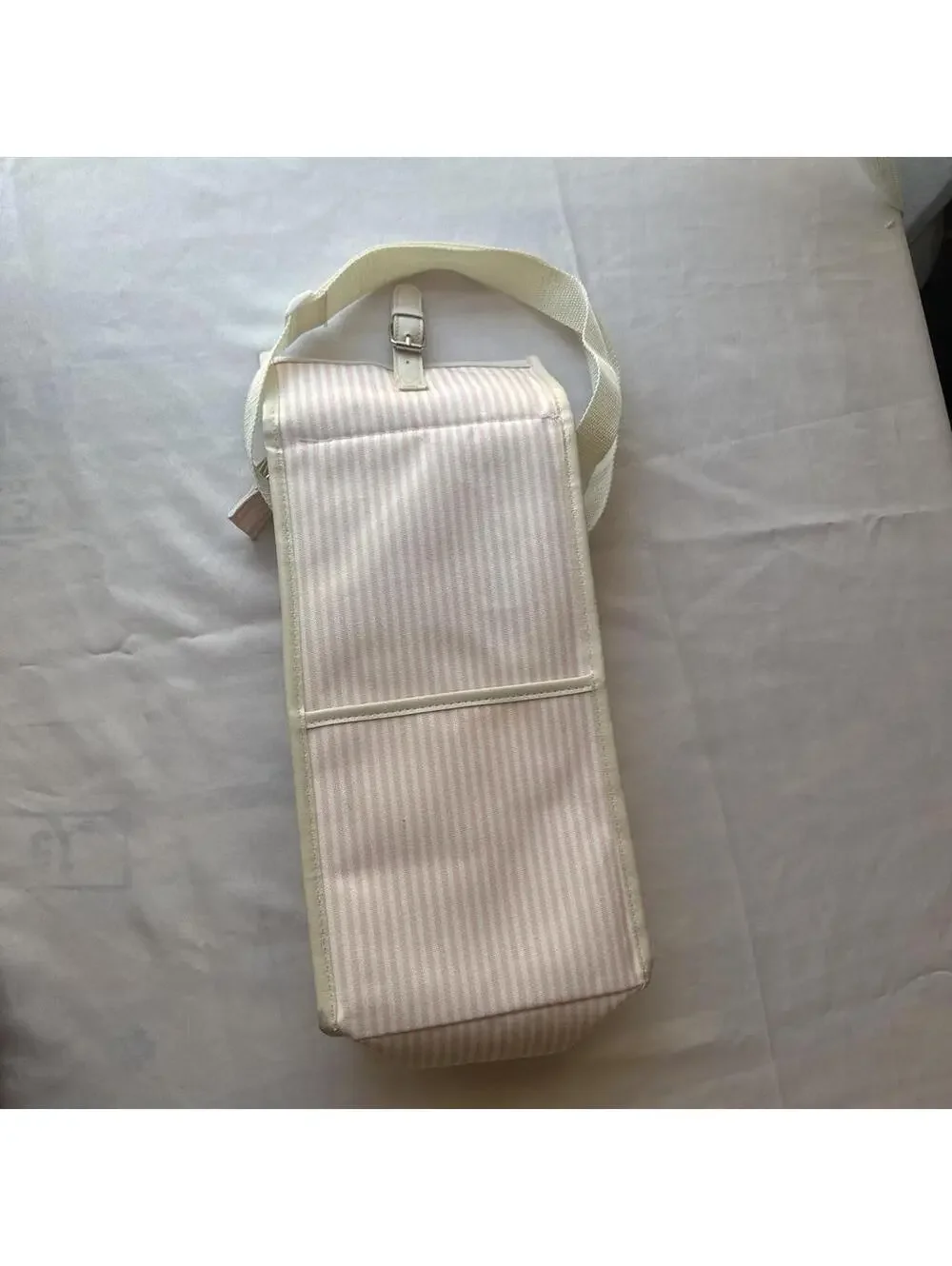 Ollie & Olivia Pink and White Striped Crossbody Bag with Lemon Print Interior